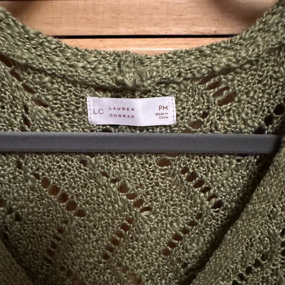 LC Lauren Conrad Olive V-Neck Sweater - Picture 3 of 3